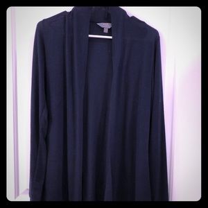 Blue open front cardigan